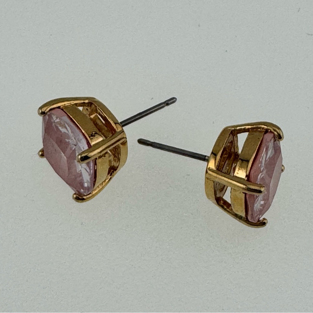kate spade Rose Pink Crystal Gold-Tone Cushion Stud Earrings - Picture 4 of 6